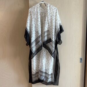 BCBGeneration Sheer Black & White Printed Swim Cover-Up